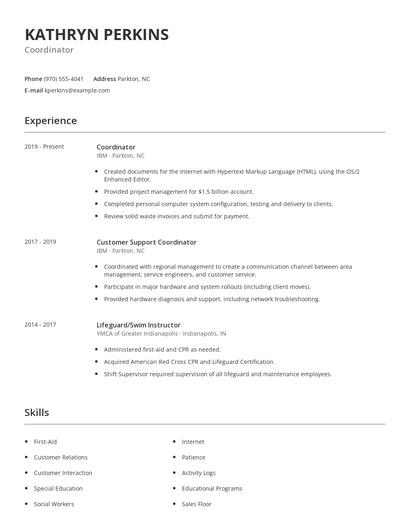Coordinator Resume