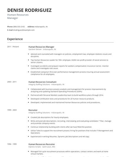 Human Resources Manager Resume